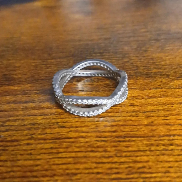 Pandora Sterling Silver Crossing Paths CZ Band Ring Sz. 5.5 Infinity Womens - Picture 4 of 6